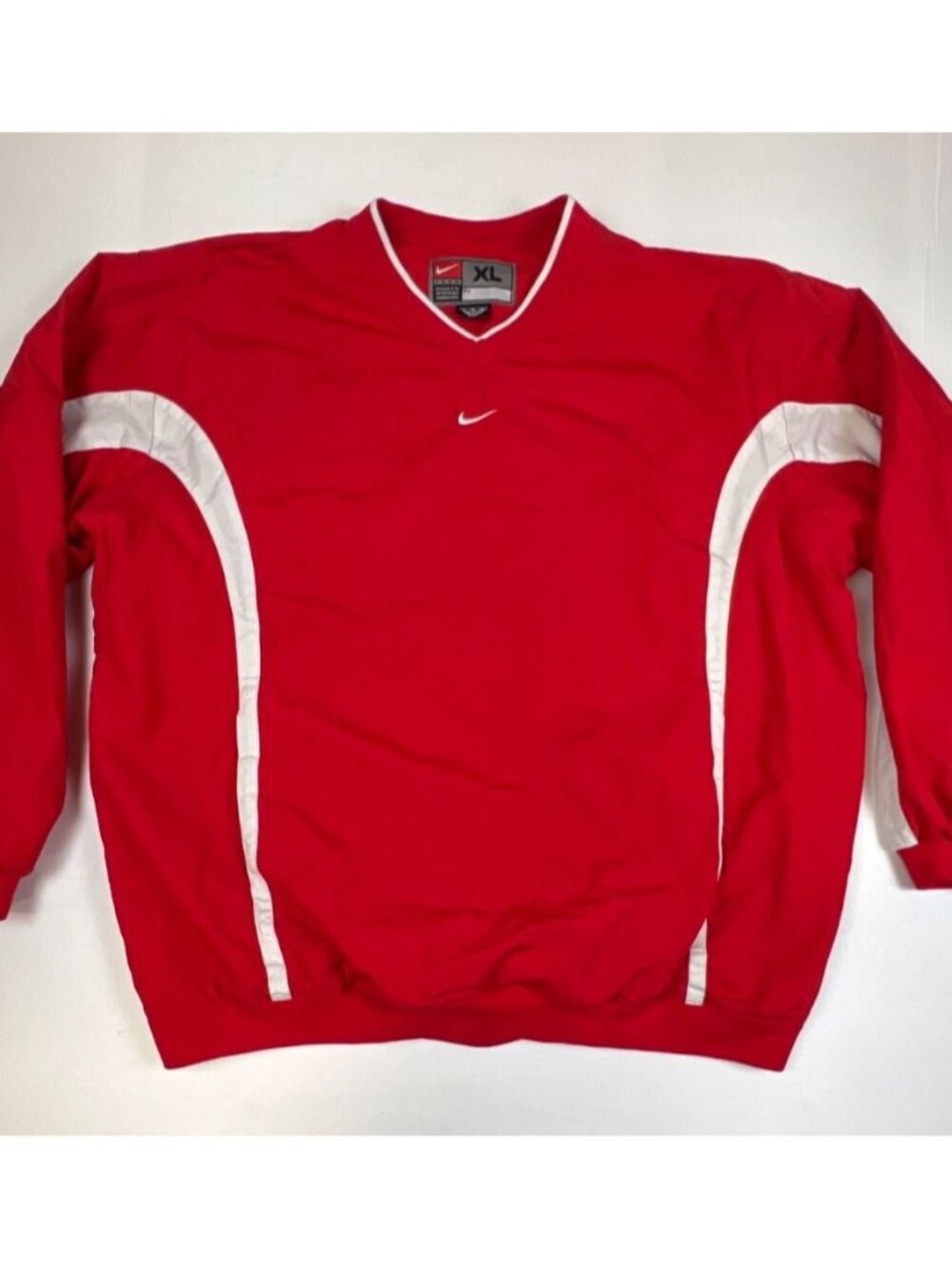 Vintage Nike Team Men's XL Clima-Fit Red V-Neck Windbreaker Pullover Jacket